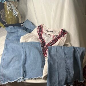 12th STREET BY CYNTHIA VINCENT 2 piece 60’s Mod Bell sleeve & hippie jeans